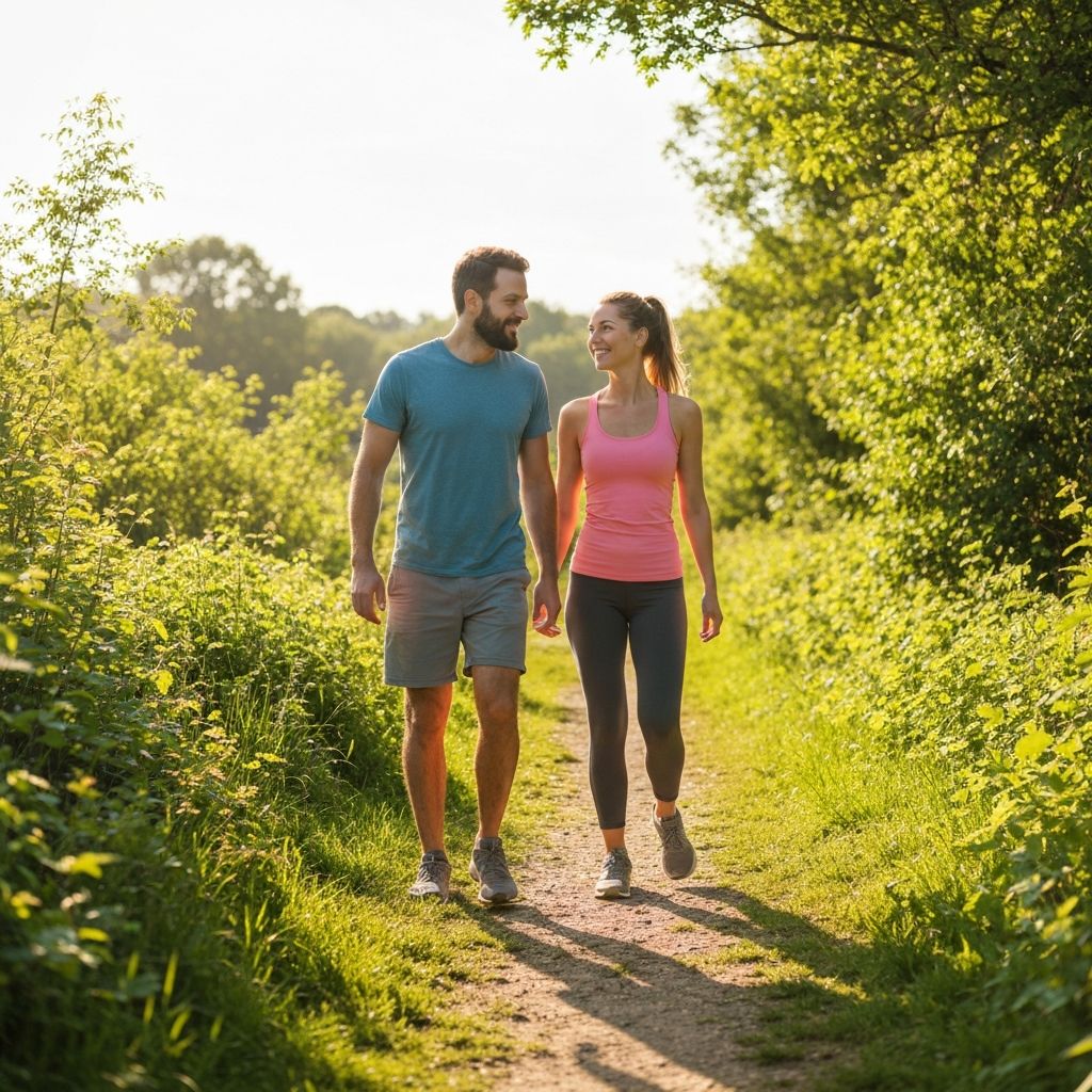 Emberek séta közben a természetben
